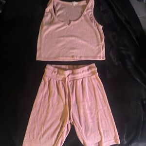 Pink lounge set with shorts